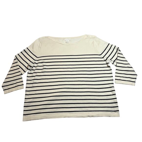 H&M Tops - H&M Boat Neck Stripe Knit Top Size XL Stretch Coastal Nautical Preppy Casual